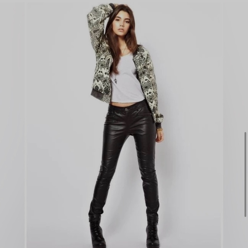 Free People Black faux Leather Pants. Vegan.